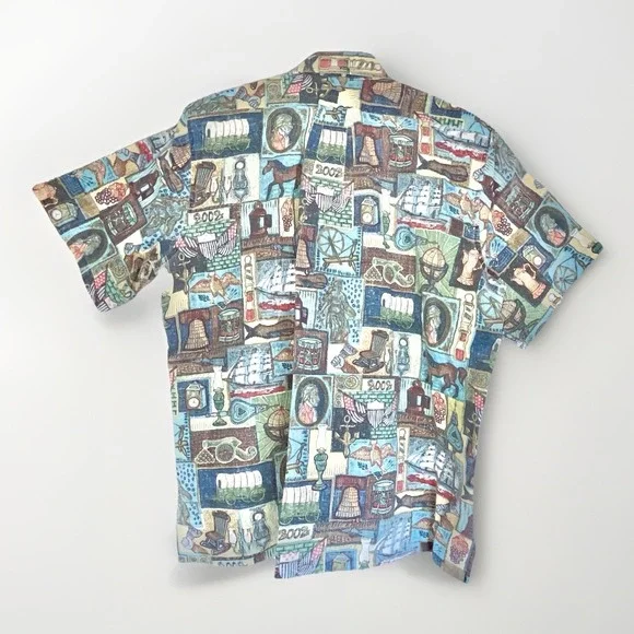 Vintage Reyn Spooner Camp Shirt Men XXL New England Americana 2002 4th Hawaiian - Picture 2 of 4